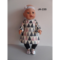 KerstJurk, met haarband, legging en leren jasje, zilver